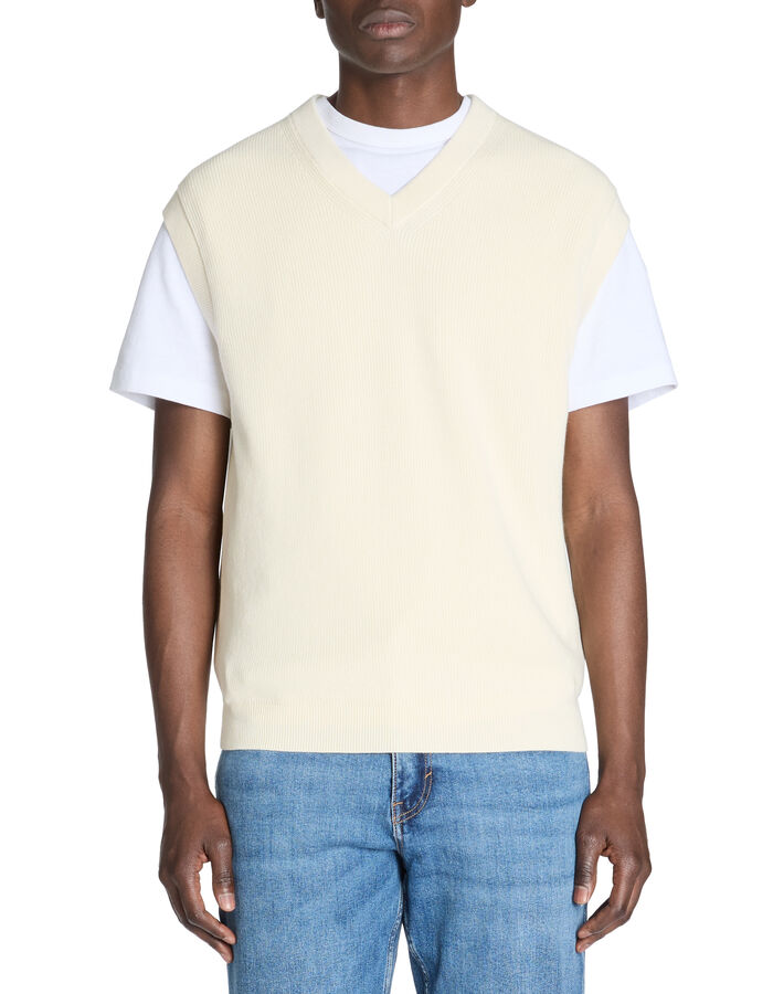 Celio Pull Col V 100% Coton - Ecru