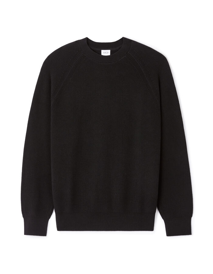celio Pull regular col rond 100% coton - noir