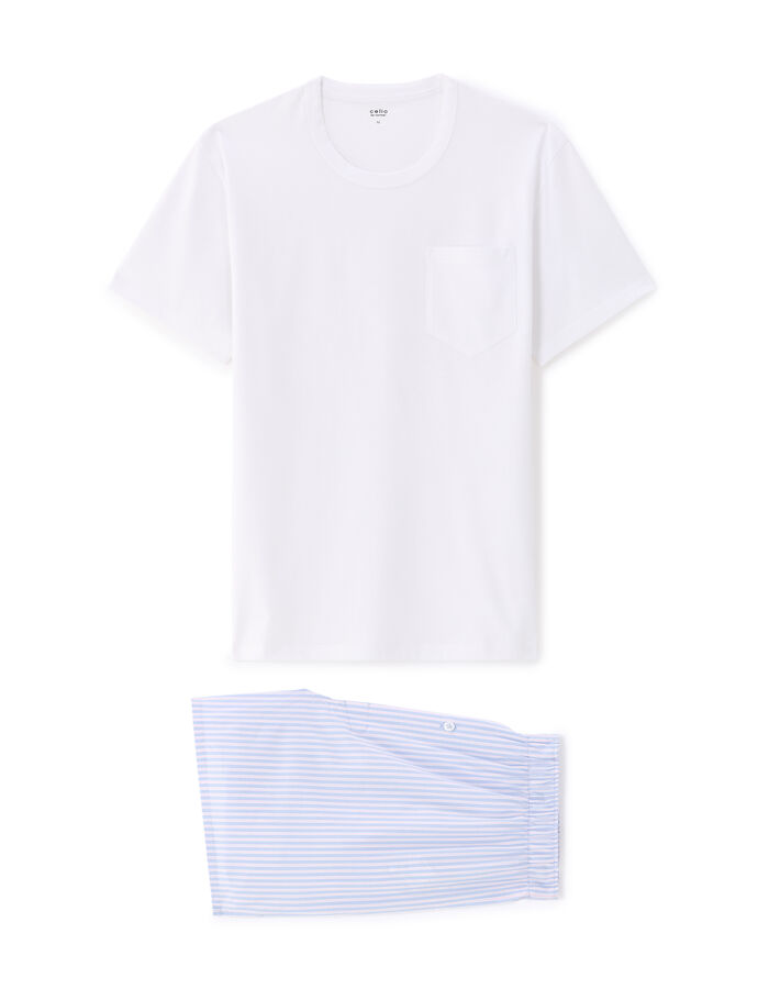 Celio Pyjama Caleçon 100% Coton - Blanc