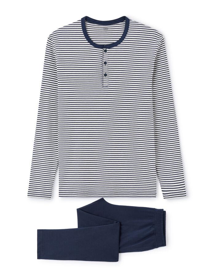 Celio Pyjama Long 100% Coton Stretch - Marine