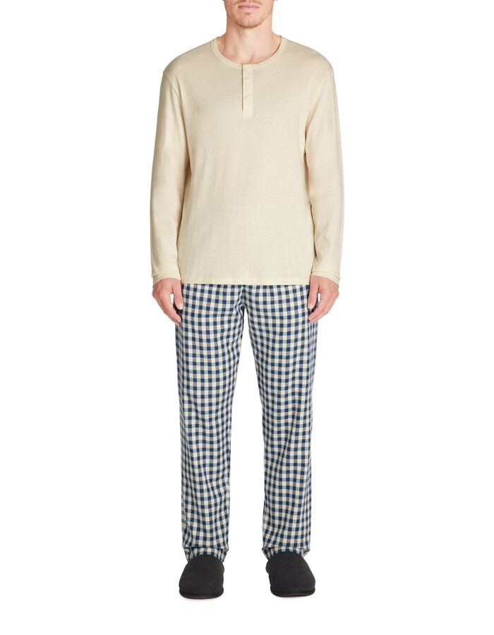 Celio Pyjama Pantalon En Coton - Beige