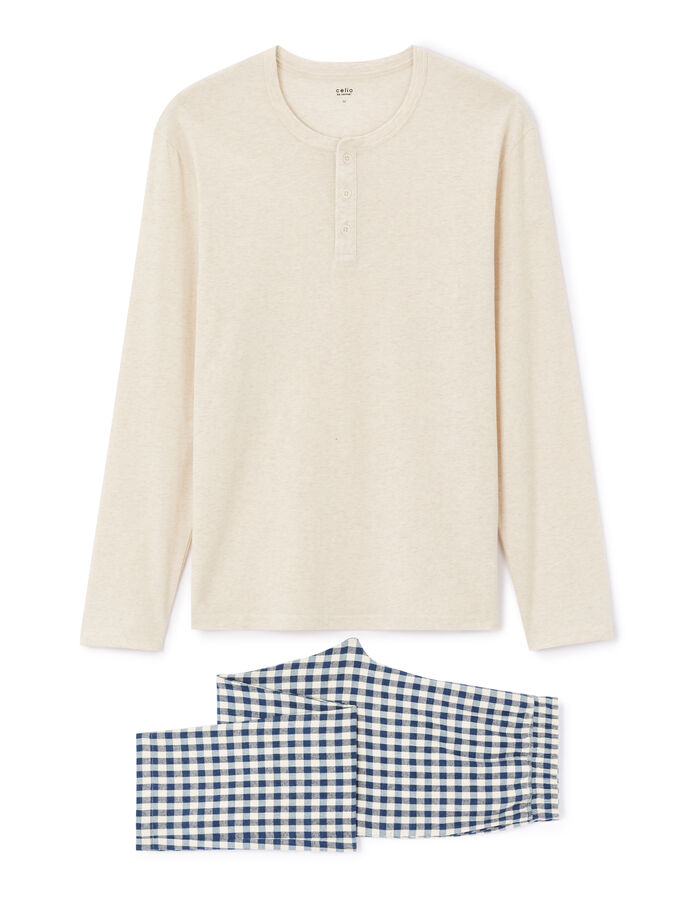 Celio Pyjama Pantalon En Coton - Beige