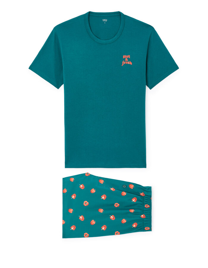 Celio Pyjama Short 100% Coton - Vert