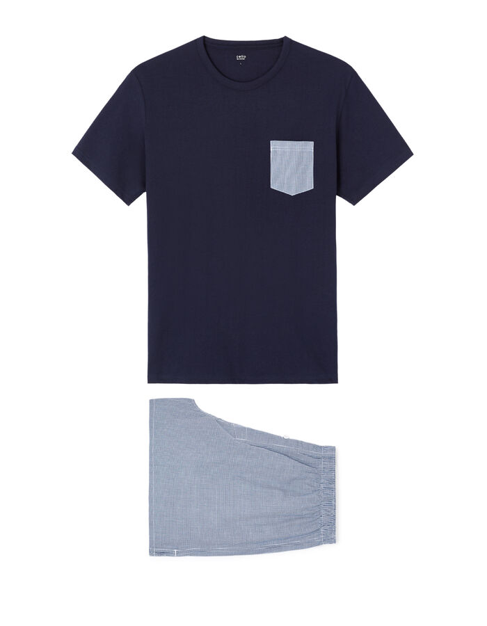 Celio Pyjama Short En Coton - Marine
