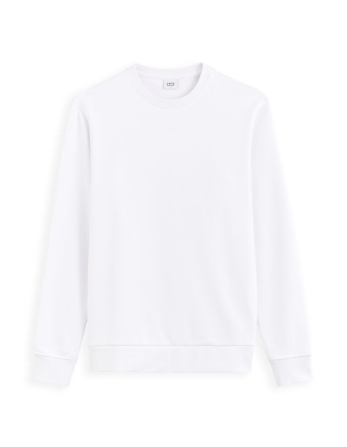 celio Sweat col rond 100% coton - blanc