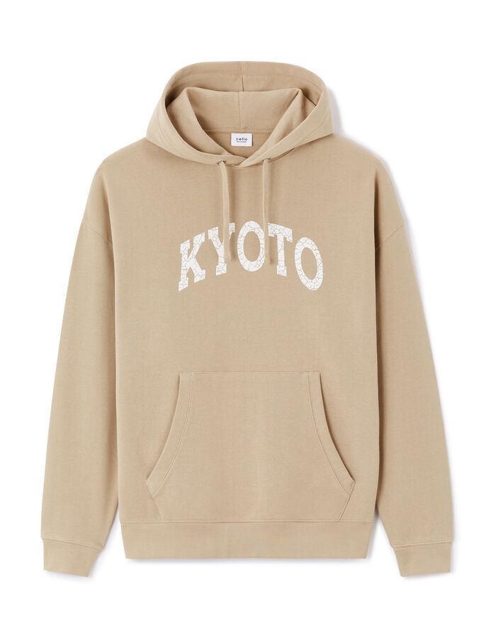 celio Sweat oversize capuche 100% coton - beige