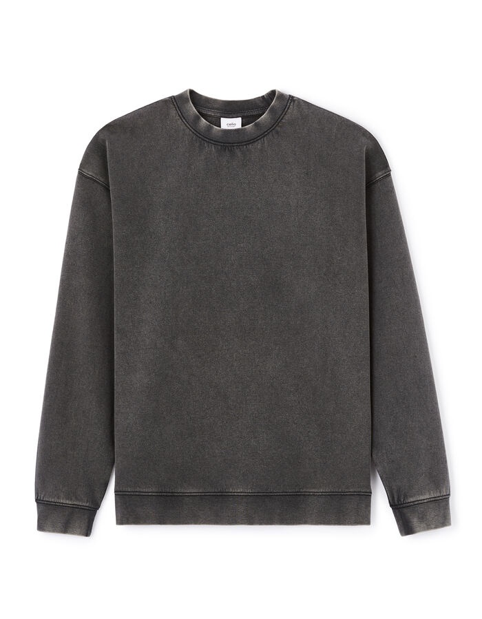 Celio Sweat Oversize Col Rond Coton Mélangé - Noir
