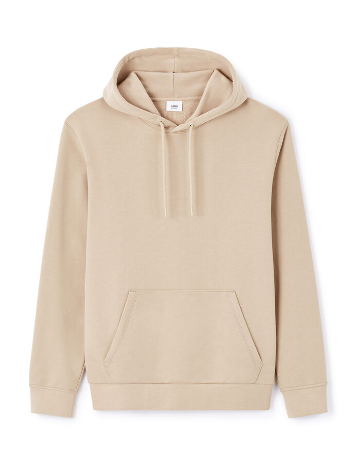 celio Sweat regular capuche 100% coton - beige