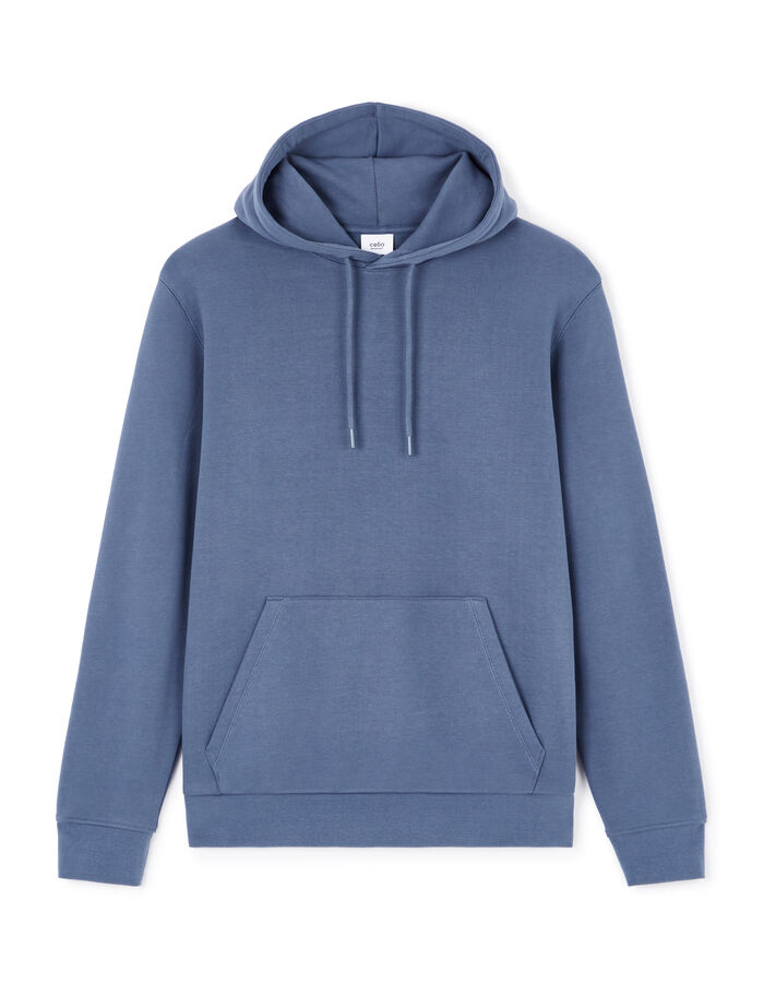 celio Sweat regular capuche 100% coton - bleu