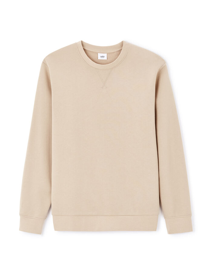 Celio Sweat Regular Col Rond 100% Coton - Beige