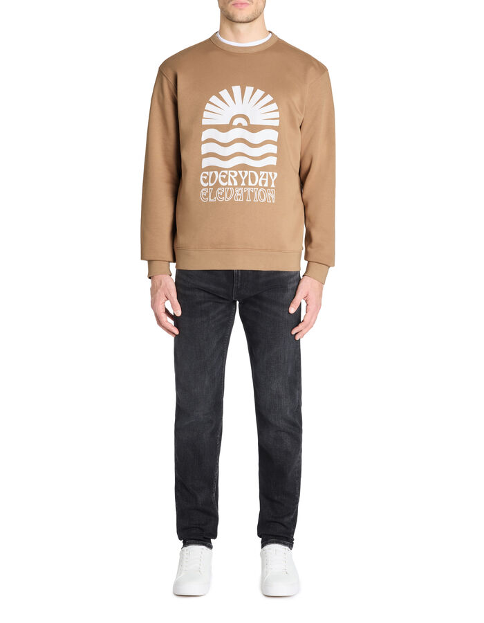 Celio Sweat Regular Col Rond Coton Mélangé - Beige