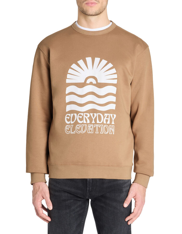 Celio Sweat Regular Col Rond Coton Mélangé - Beige