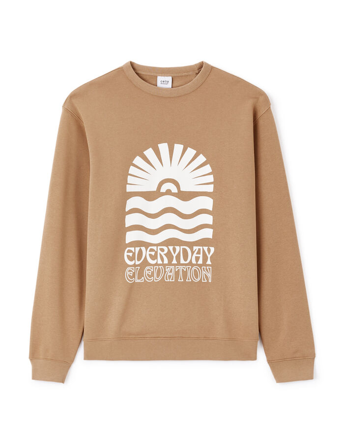 celio Sweat regular col rond coton mélangé - beige