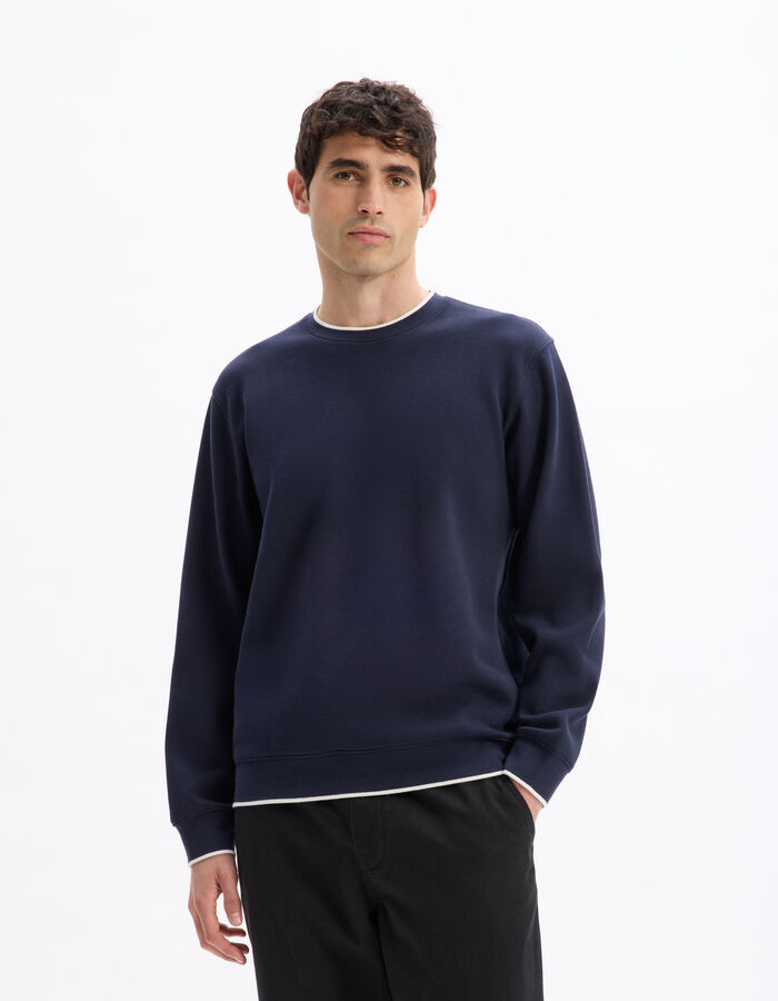 Celio Sweat Regular Col Rond Coton Mélangé - Marine