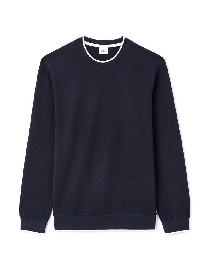 celio Sweat regular col rond coton mélangé - marine