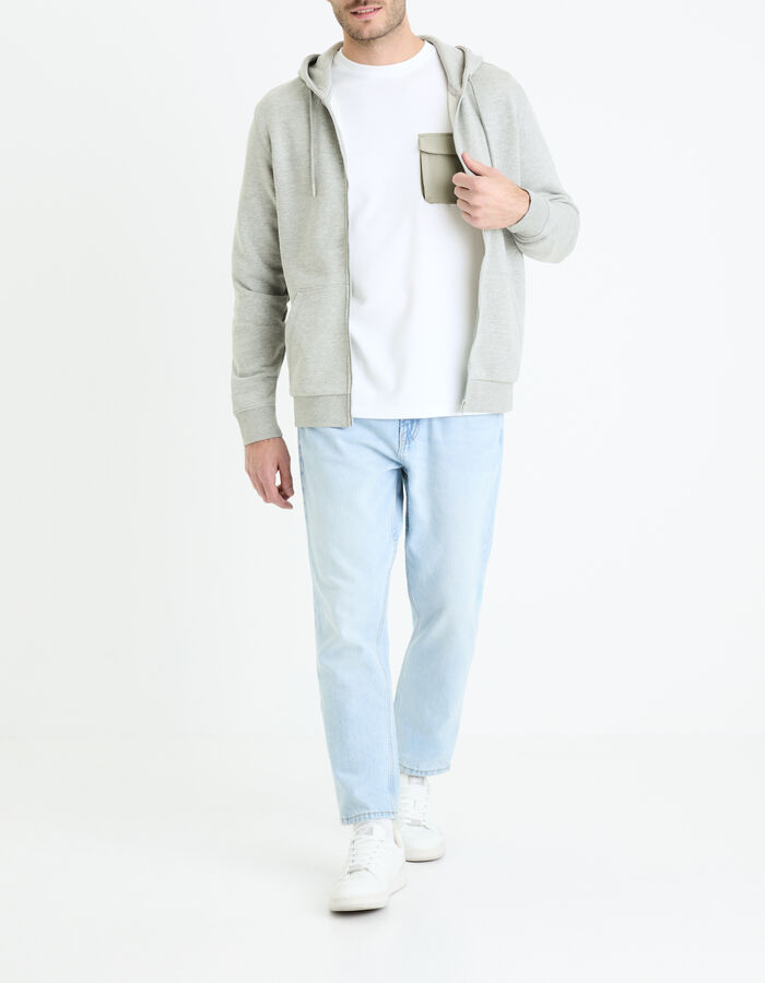 Celio Sweat Zippé à Capuche En Coton Mélangé - Gris