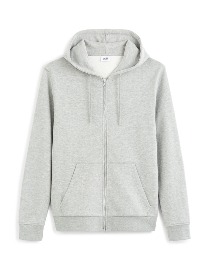 celio Sweat zippé à capuche en coton mélangé - gris