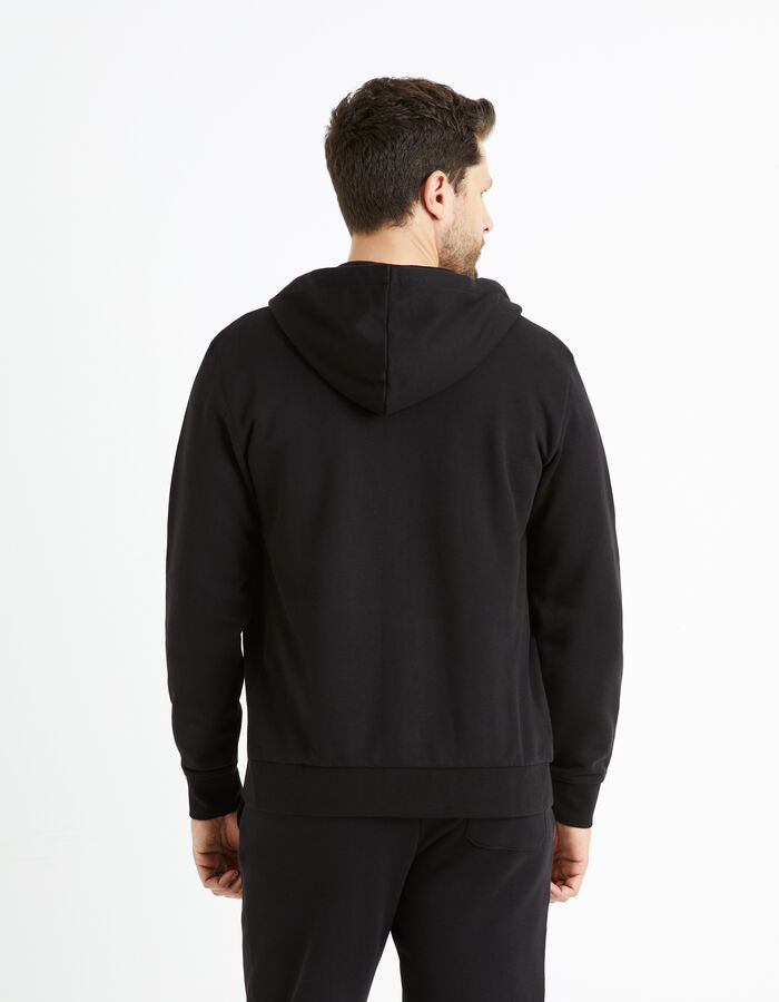 Celio Sweat Zippé à Capuche En Coton - Noir