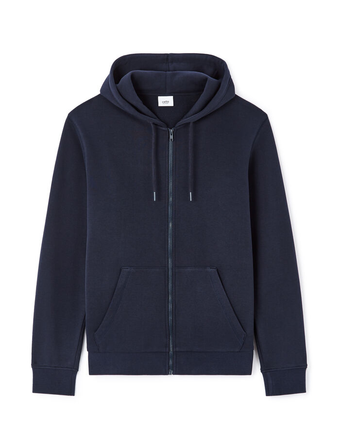 celio Sweat zippé capuche regular 100% coton - marine