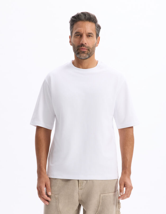 Celio T-shirt Infroissable Oversize Col Rond - Blanc