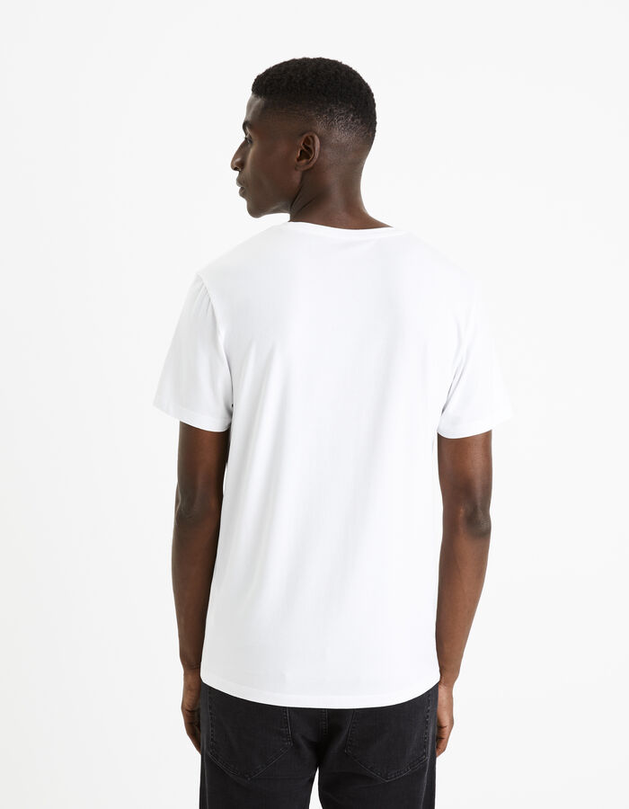 Celio T-shirt Slim Col Rond En Coton Stretch - Blanc