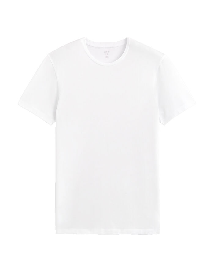 celio T-shirt slim col rond en coton stretch - blanc