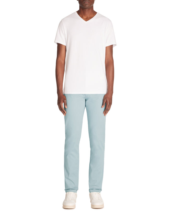 Celio T-shirt Slim Col V En Coton Stretch - Blanc
