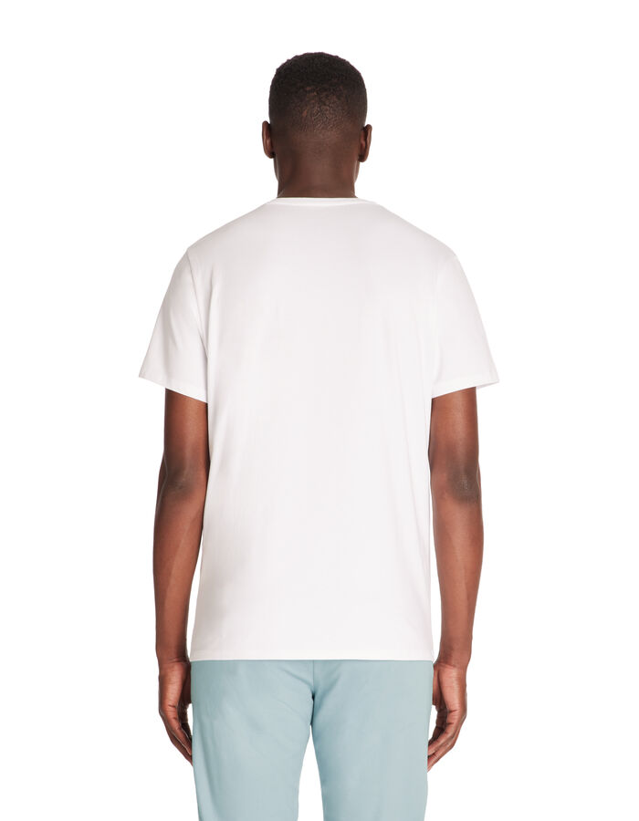 Celio T-shirt Slim Col V En Coton Stretch - Blanc