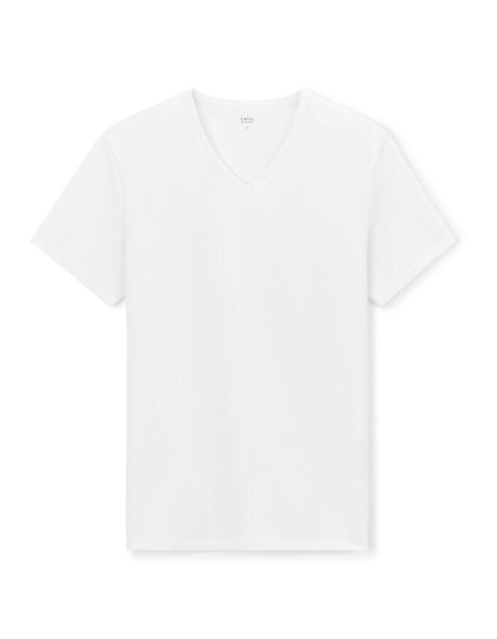 celio T-shirt slim col V en coton stretch - blanc