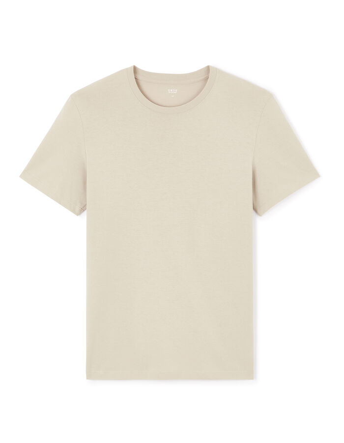 celio T-shirt straight col rond 100% coton - beige