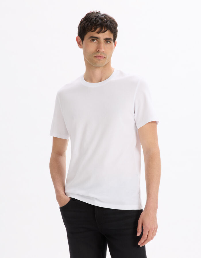 Celio T-shirt Straight Col Rond 100% Coton - Blanc