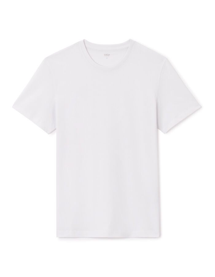 celio T-shirt straight col rond 100% coton - blanc
