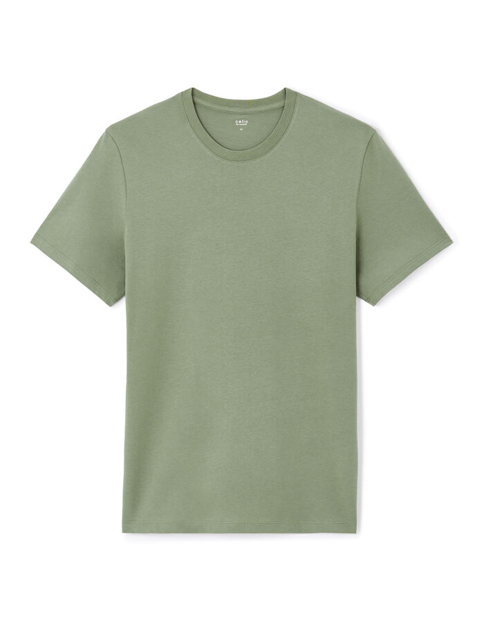 celio T-shirt straight col rond 100% coton - kaki