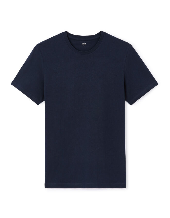 celio T-shirt straight col rond 100% coton - marine