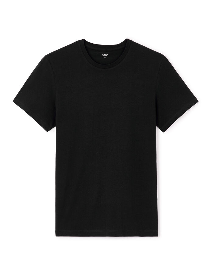 celio T-shirt straight col rond 100% coton - noir
