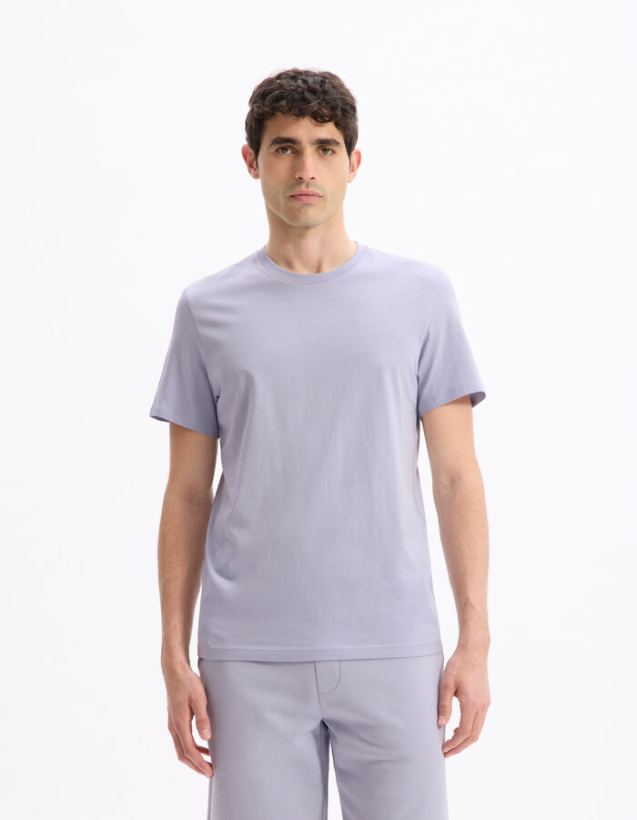 Celio T-shirt Straight Col Rond 100% Coton - Violet