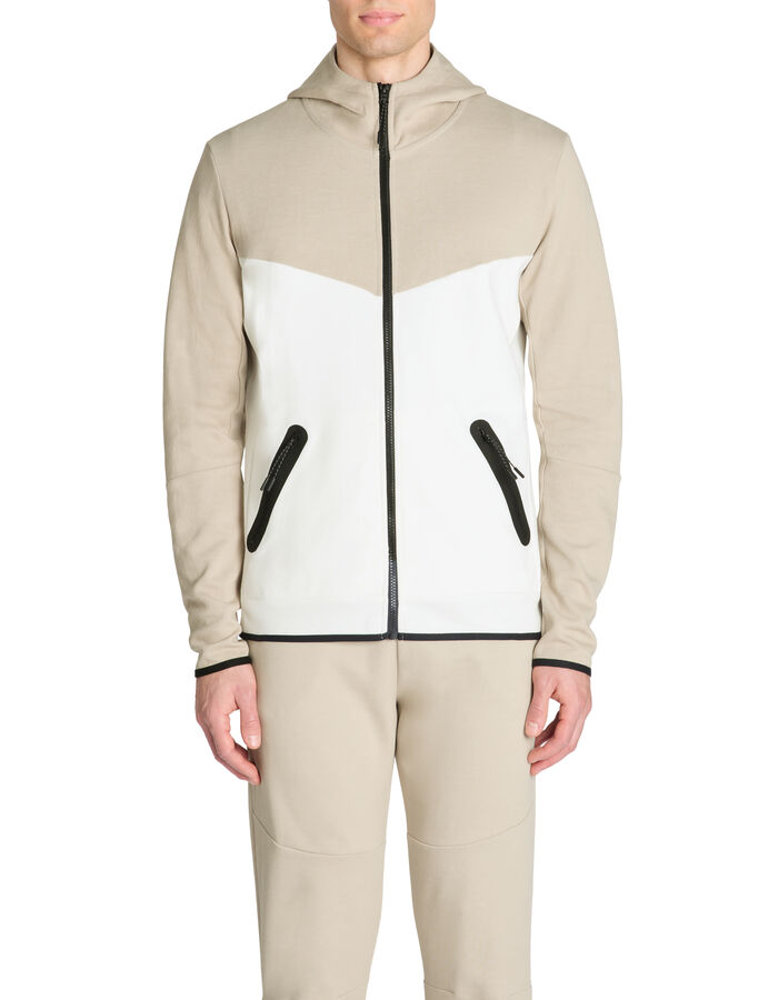 Celio Vest Zippé à Capuche Skinny 100% Coton - Beige