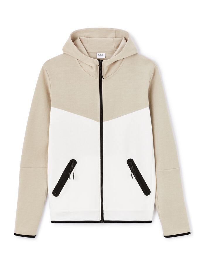 celio Vest zippé à capuche skinny 100% coton - beige