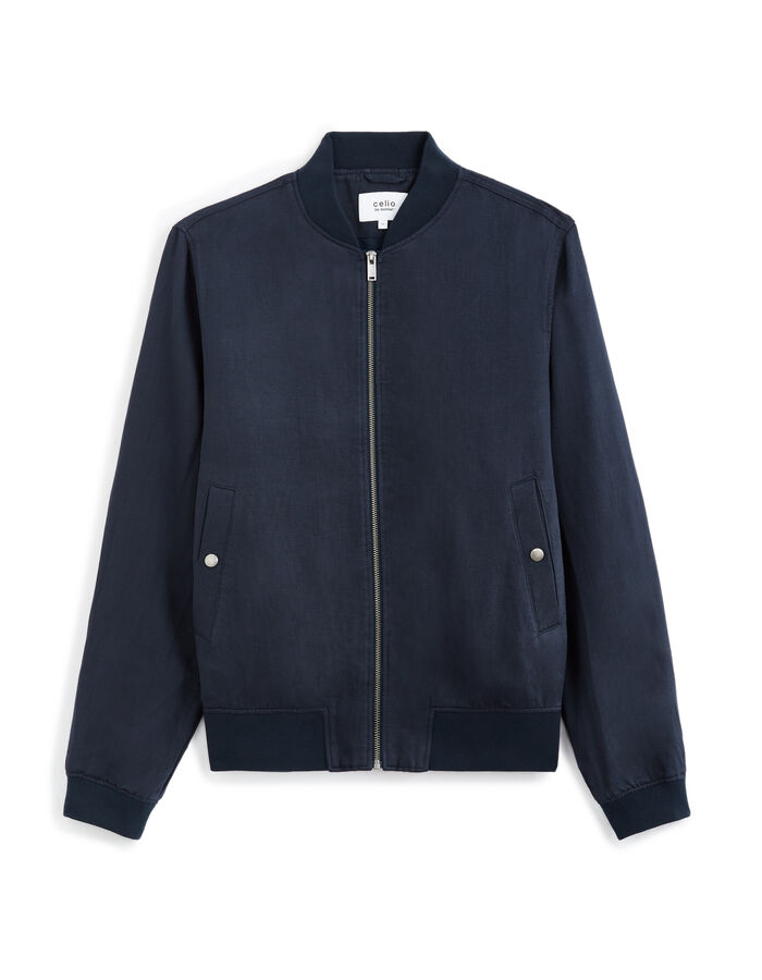 celio Veste col bomber lin mélangé - marine