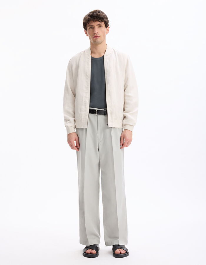 Celio Veste Col Bomber Lin Mélangé - Naturel