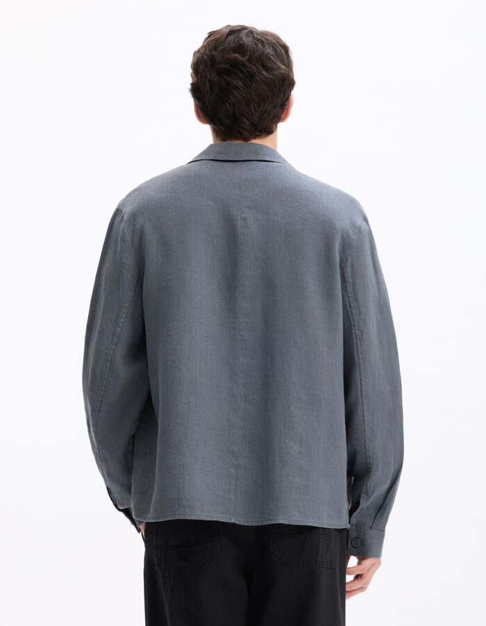 Celio Veste Col Chemise 100% Lin - Anthracite