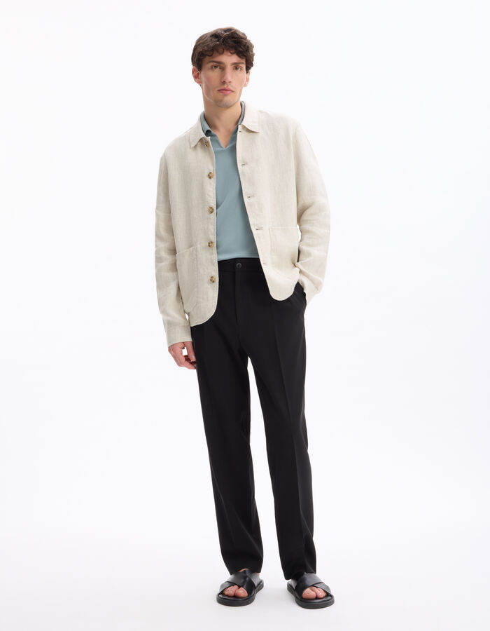 Celio Veste Col Chemise 100% Lin - Naturel