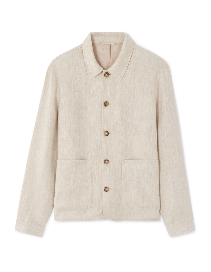 celio Veste col chemise 100% lin - naturel