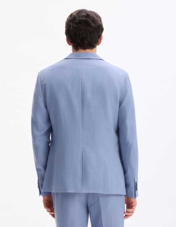 Celio Veste De Costume Slim 100% Lin - Bleu