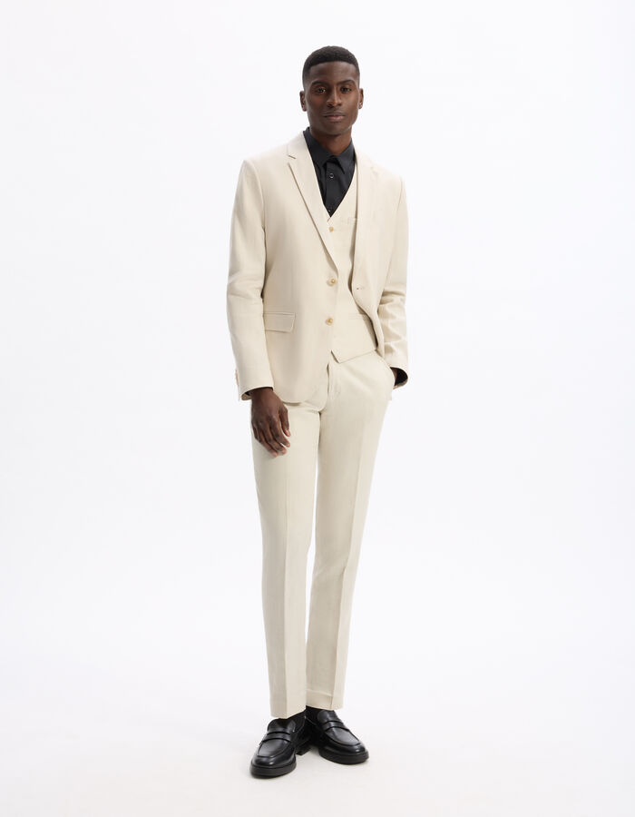 Celio Veste De Costume Slim 100% Lin - Naturel