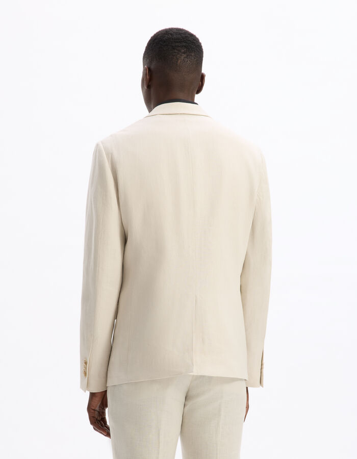 Celio Veste De Costume Slim 100% Lin - Naturel