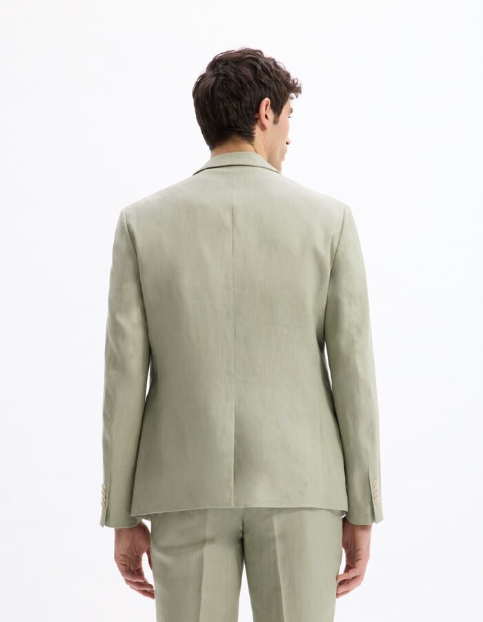 Celio Veste De Costume Slim 100% Lin - Vert Sauge
