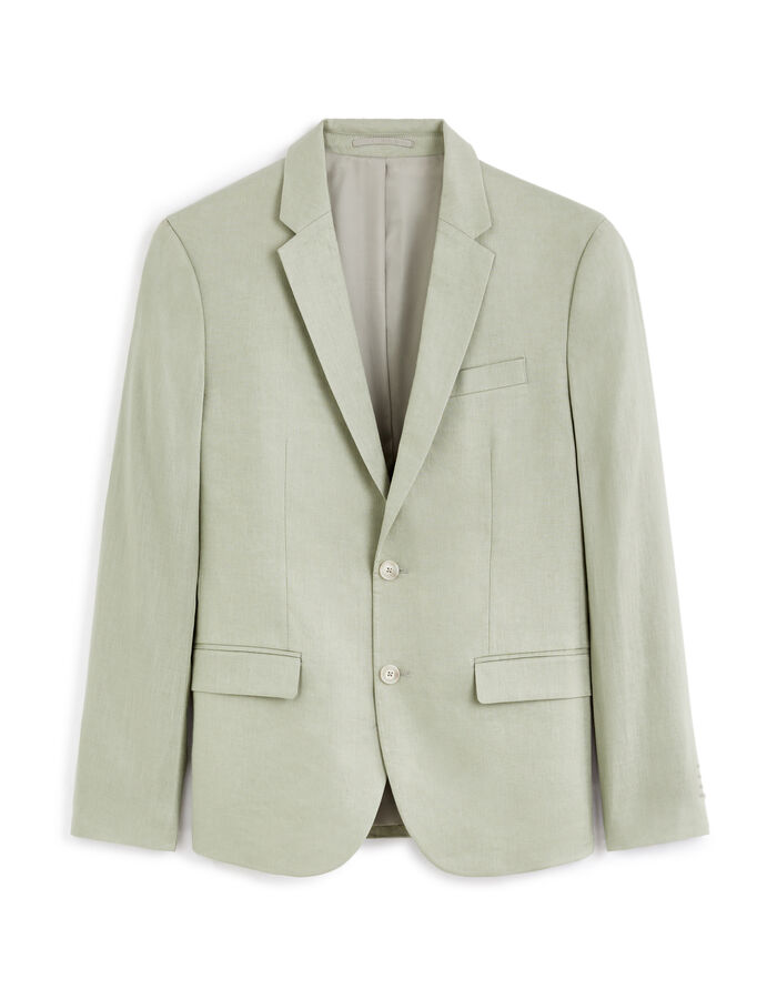 Celio Veste De Costume Slim 100% Lin - Vert Sauge