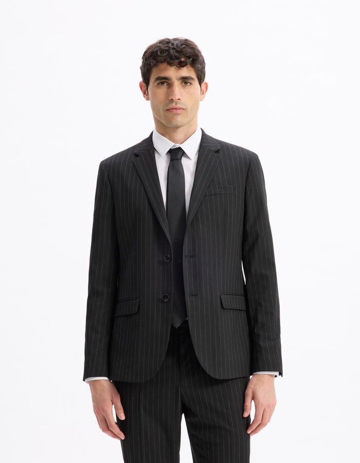 Celio Veste De Costume Slim Stretch Rayé - Noir