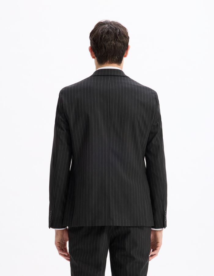 Celio Veste De Costume Slim Stretch Rayé - Noir